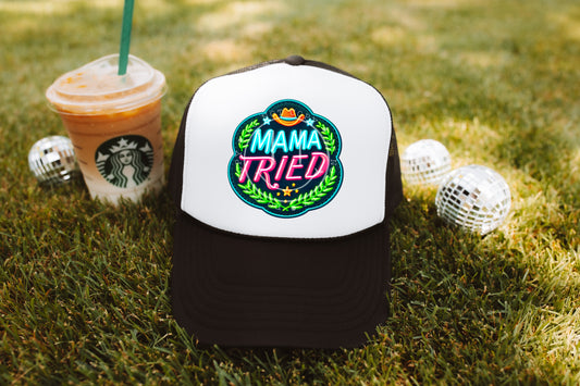 Mama Tried Floral Hat Patch DTF Transfer