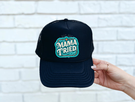 Mama Tried Teal Hat Patch DTF Transfer