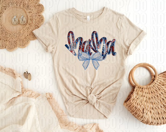 Mama USA Coquette Bow DTF Transfer