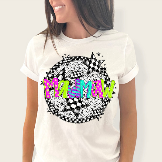 Mawmaw Neon Checker DTF Transfer
