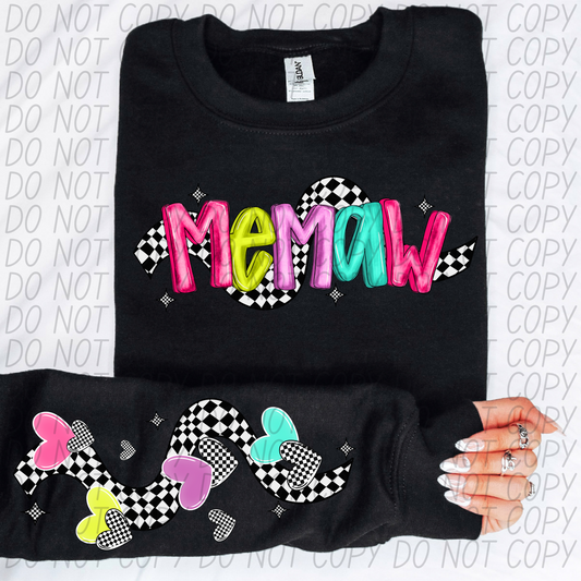 Memaw Bright Checker DTF Transfer