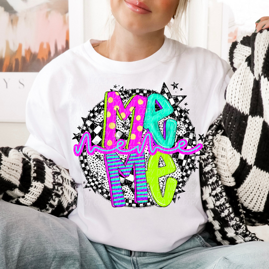 Meme Neon Checker DTF Transfer