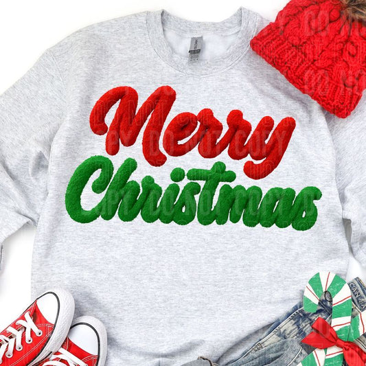 Merry Christmas Fuzzy Faux DTF Transfer