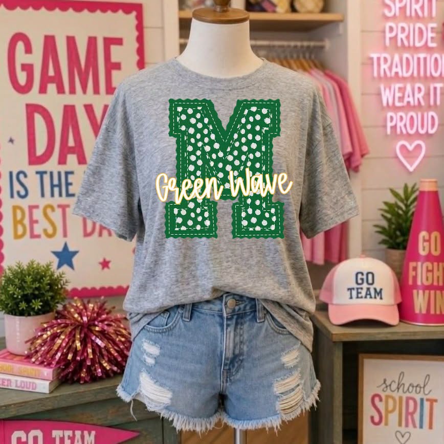 Letterman Stitched Initial Dots Mascot Custom DTF Transfer