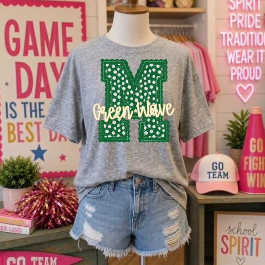 Letterman Stitched Initial Dots Mascot Custom DTF Transfer