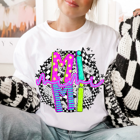 Mimi Neon Checker DTF Transfer