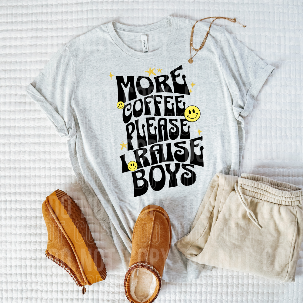 More Coffee Boys Black Font DTF Transfer