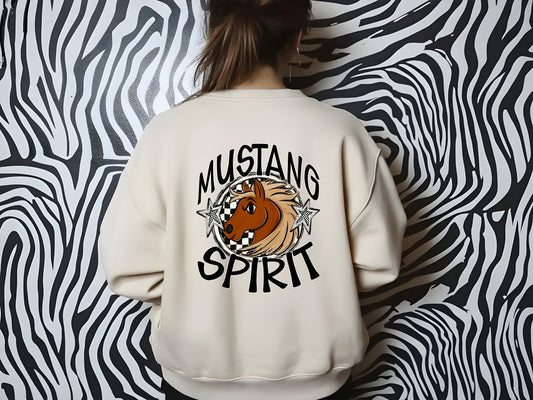 MUSTANG MASCOT SPIRIT  CHECKER CIRCLE SAG DTF Transfer