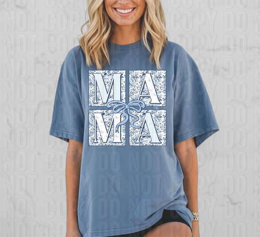 Mama Blue Coquette Patchwork DTF Transfer
