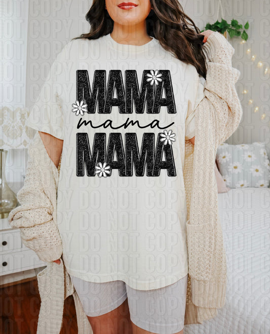 Mama Faux Embroidery Flowers DTF Transfer