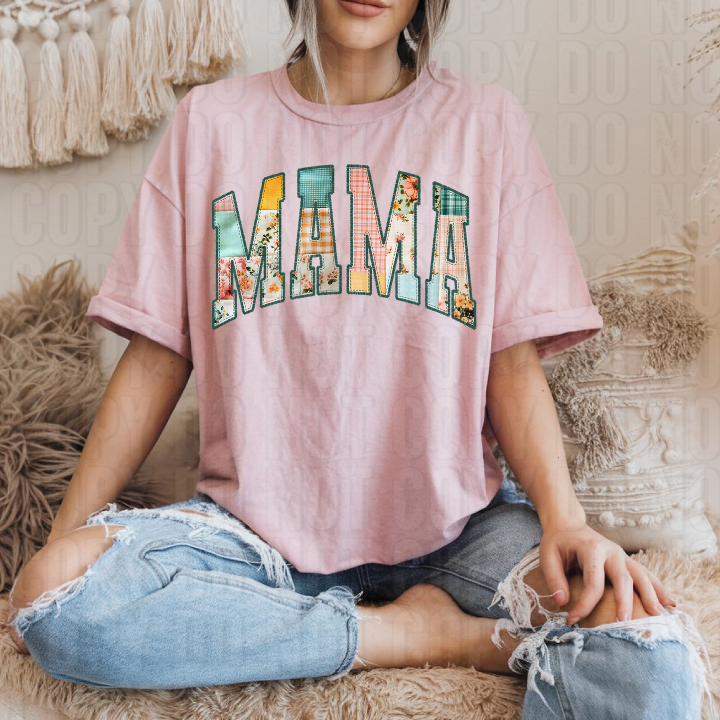 Mama Green Patchwork DTF Transfer