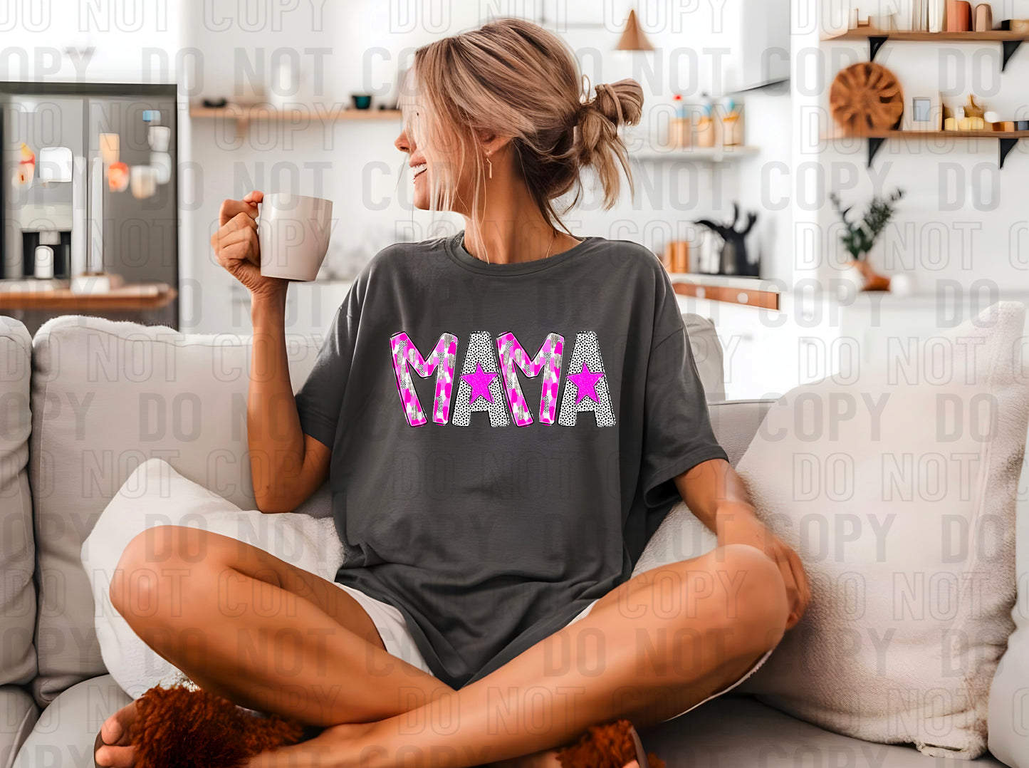 Mama Pink Dalmatian Poppy Doodle DTF Transfer