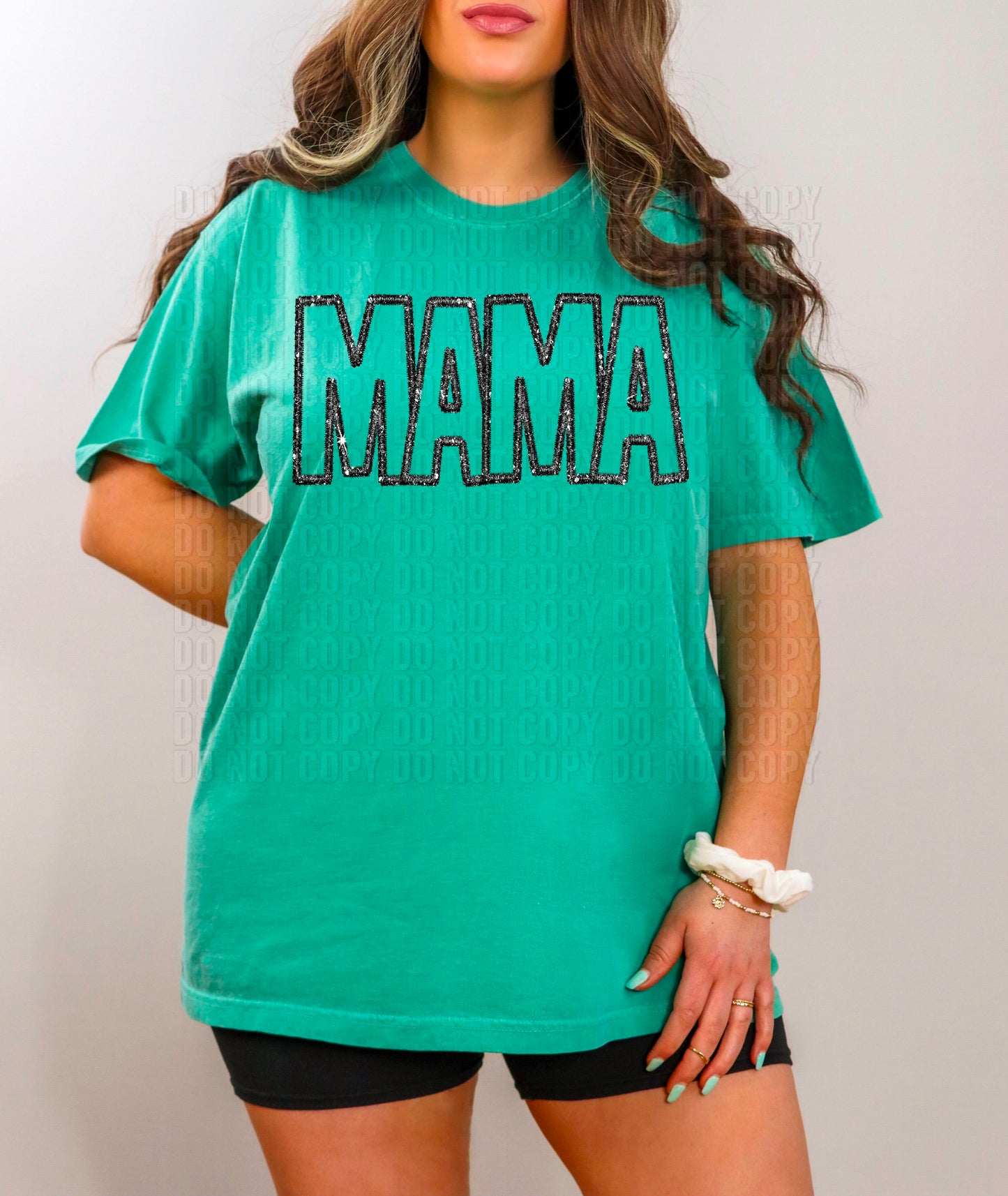 Mama Sparkly Faux Embroidery DTF Transfer