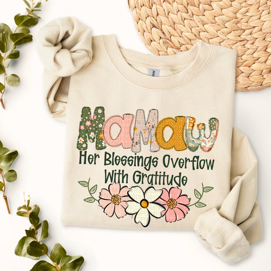 Mamaw Blessings Overflow DTF Transfer