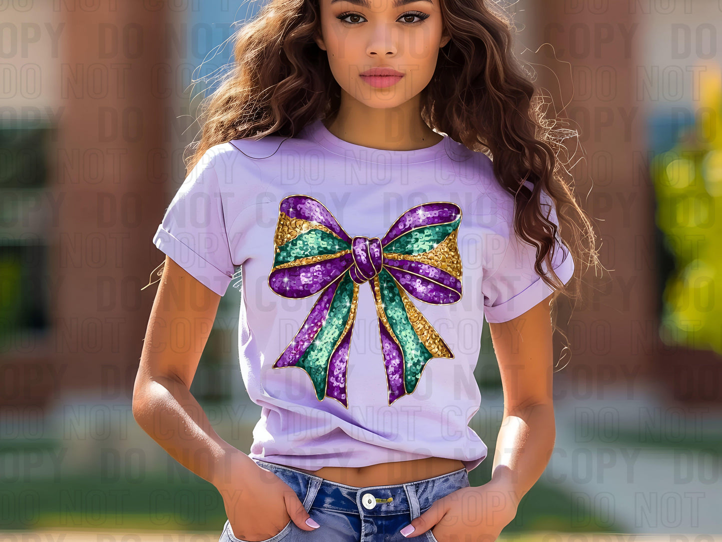Mardi Gras Bow Only DTF Transfer