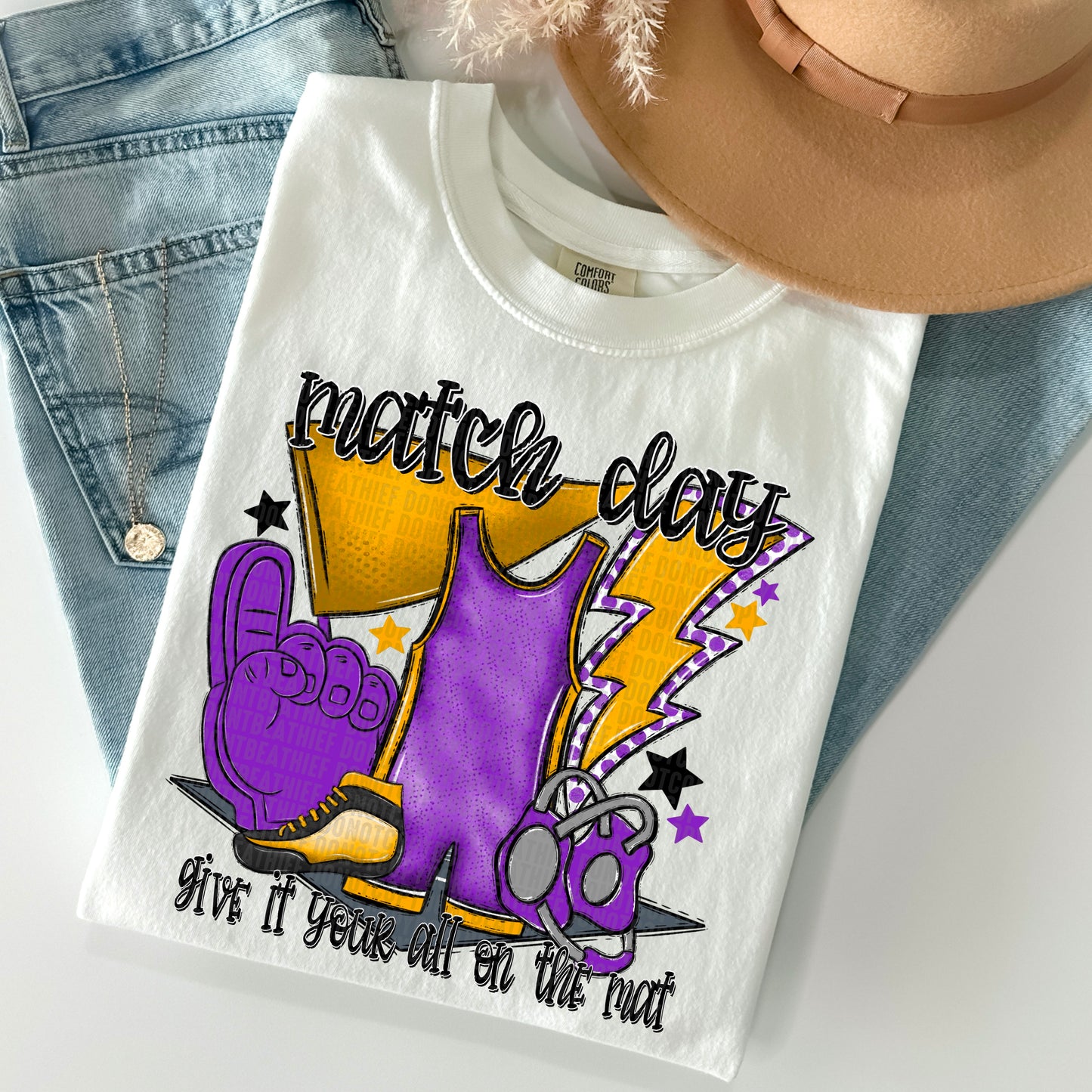 Match Day Purple Yellow Gold DTF Transfer
