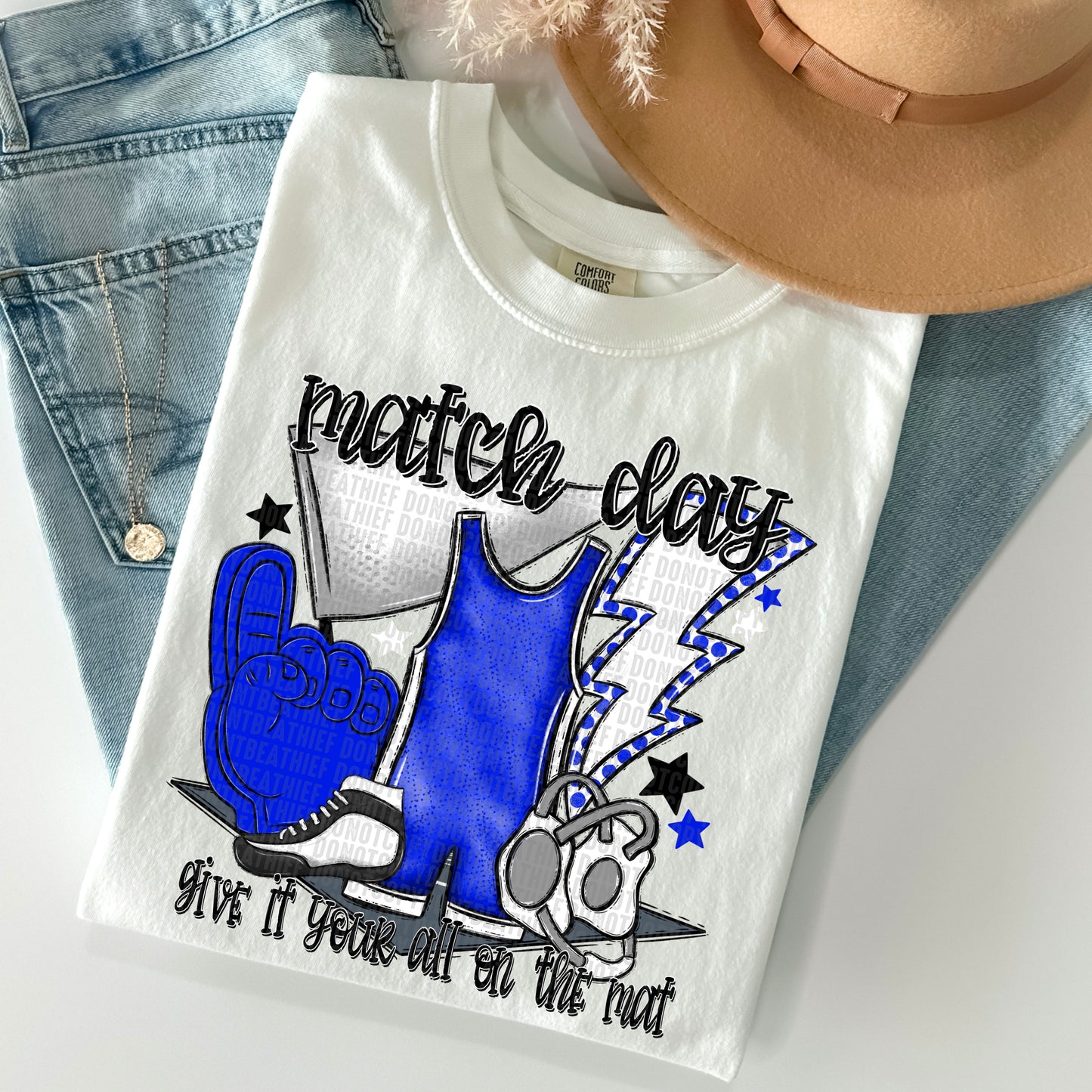 Match Day Royal Blue White DTF Transfer