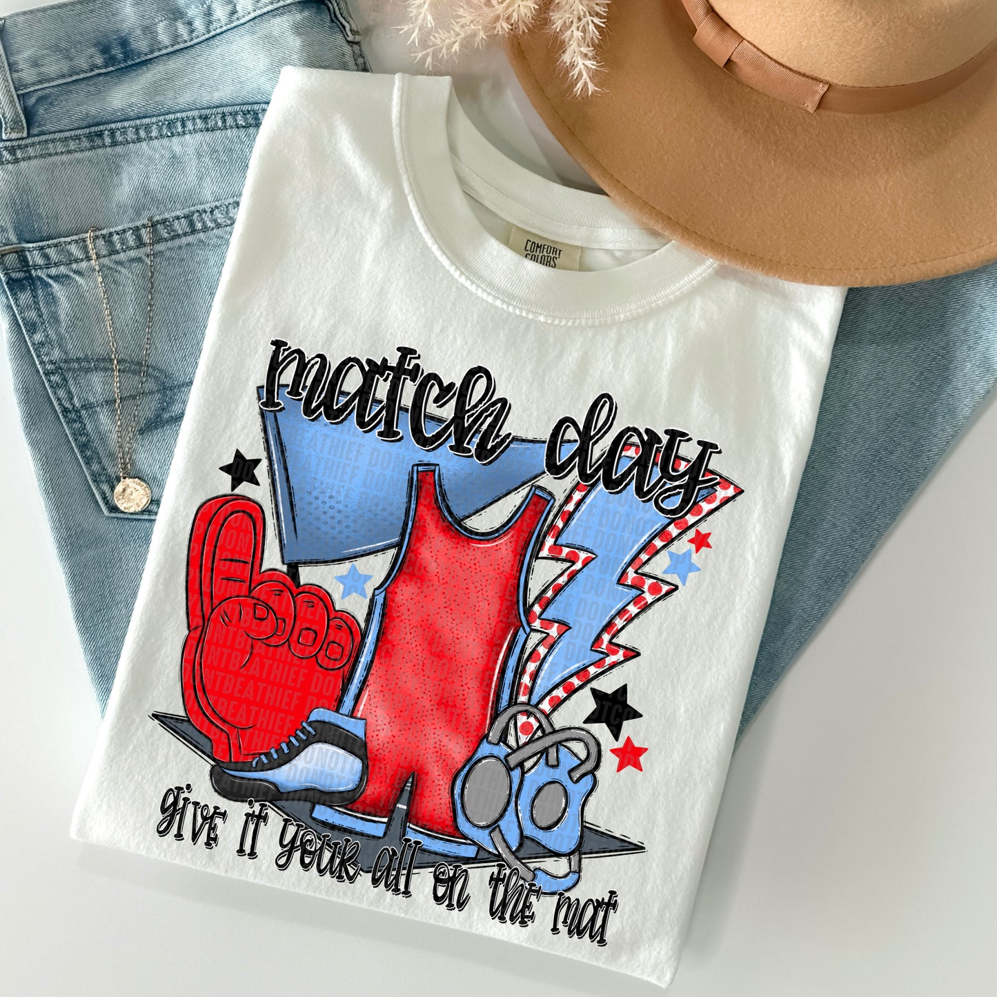 Match Day Columbia Blue Red DTF Transfer