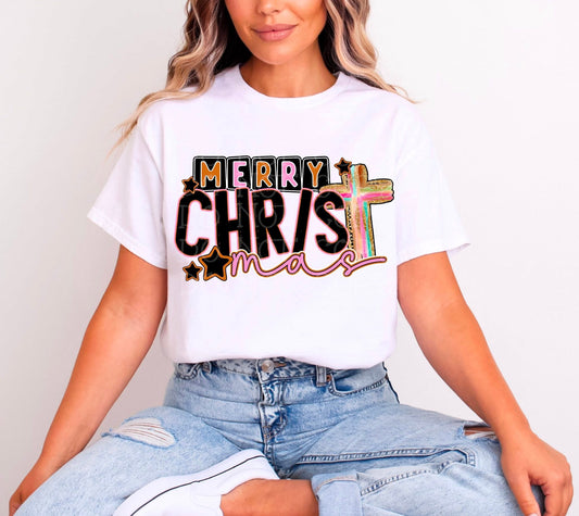 Merry Christmas Cross DTF Transfer
