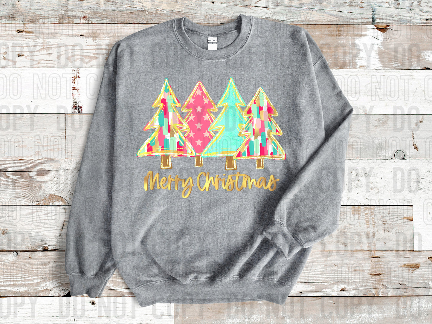 Pastel Merry Christmas Trees DTF Transfer