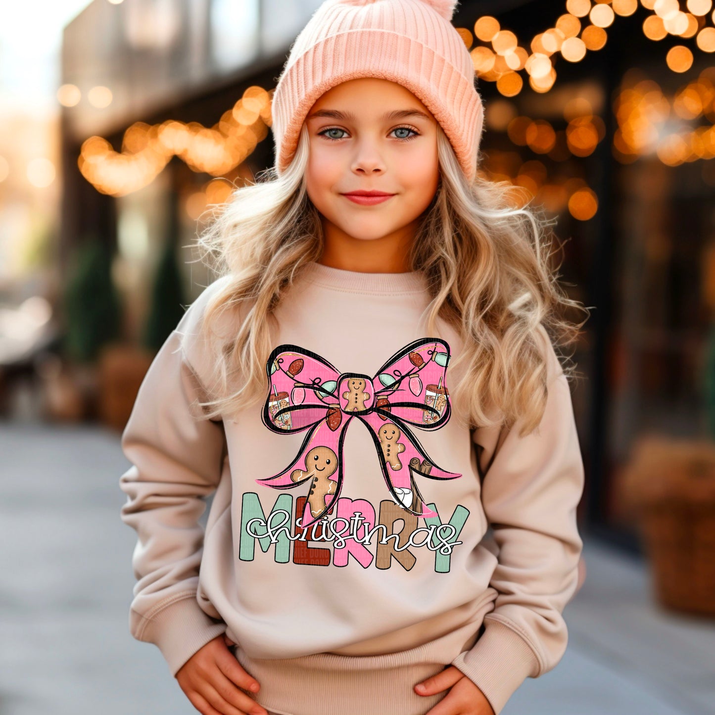 Merry Christmas Gingerbread Bow DTF Transfer