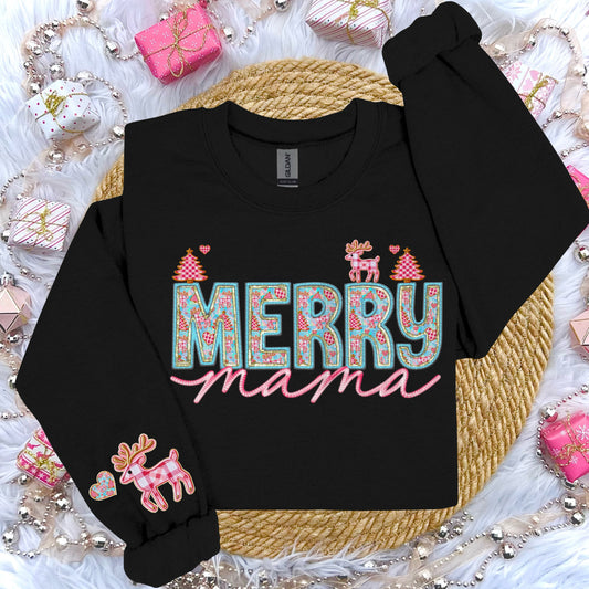 Merry Mama Faux Embroidery DTF Transfer