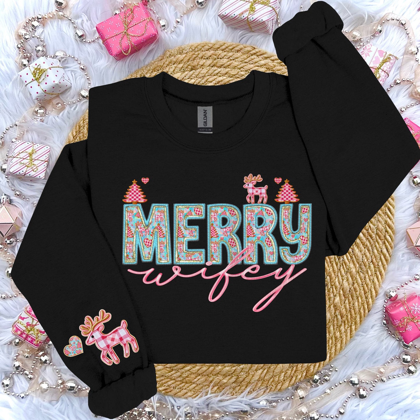 Merry Wifey Faux Embroidery DTF Transfer