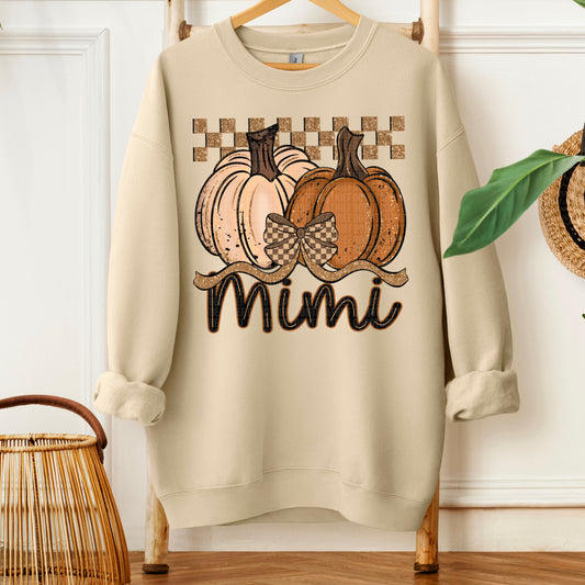 Mimi Fall Checkered Glitter Pumpkin DTF Transfer