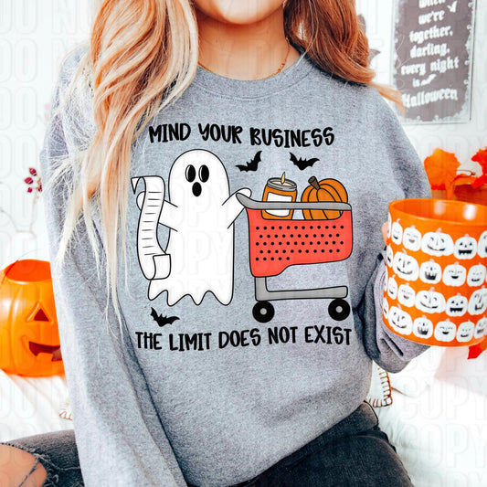 Mind You Business Black Font DTF Transfer