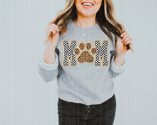 Mom Checkered Paw Print DTF Transfer