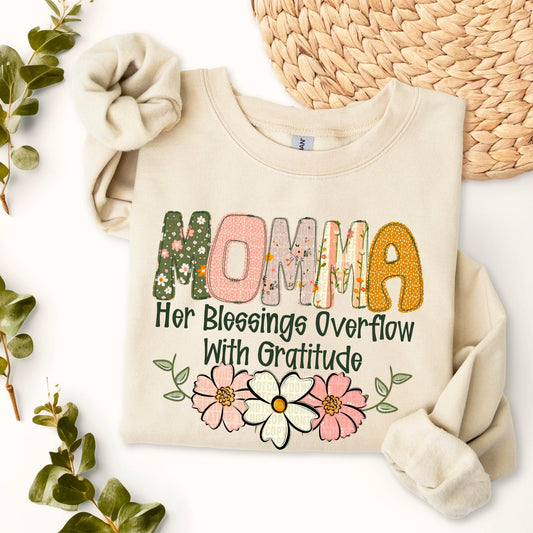Momma Blessings Overflow DTF Transfer