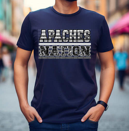 Apaches Monotone Striped Mascot DTF Transfer