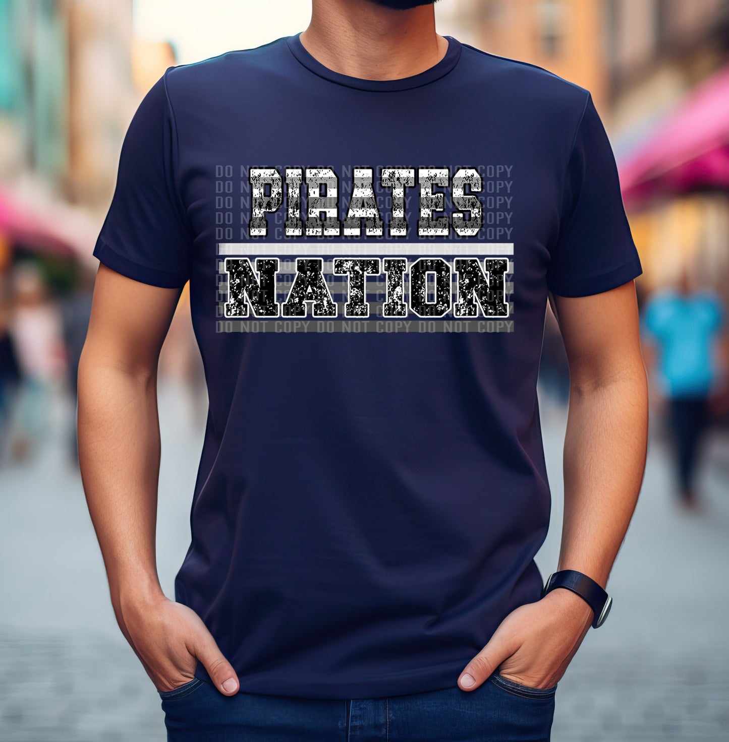 Pirates Monotone Striped Mascot DTF Transfer