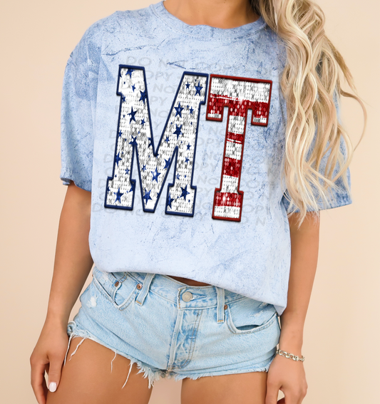MT Patriotic Sequined Faux State DTF Transfer