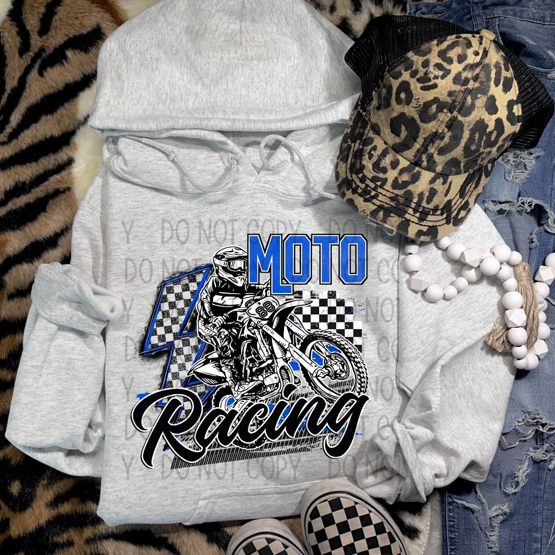 Moto Racing Blue DTF Transfer