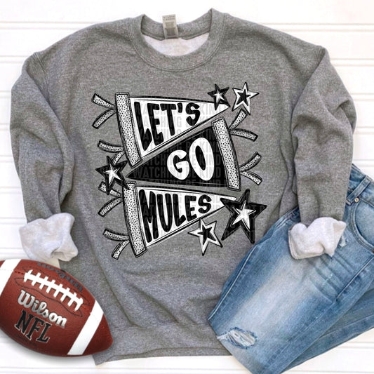 Mules Mascot Black White Pennant DTF Transfer