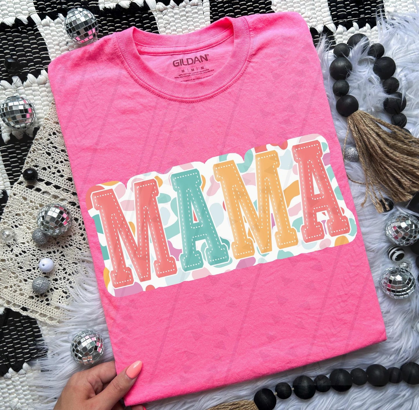 Mama Multi-Leopard Stitched DTF Transfer