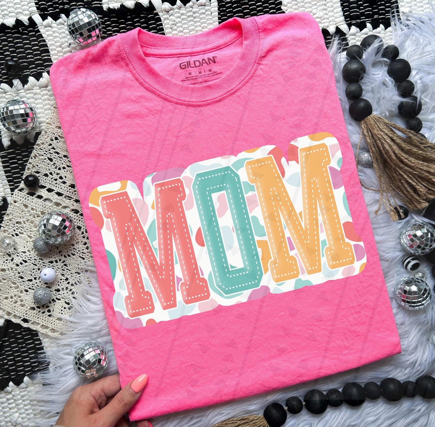 Mom Multi-Leopard Stitched DTF Transfer