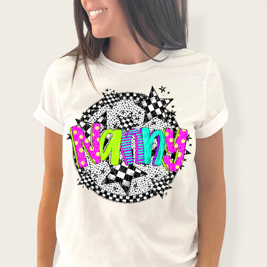 Nanny Neon Checker DTF Transfer