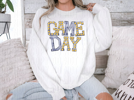 Navy Game Day Marquee DTF Transfer