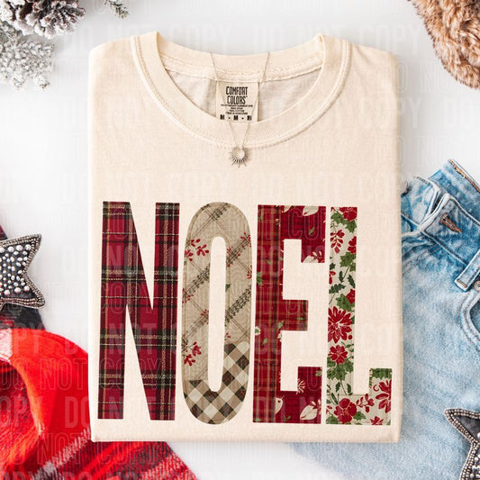 Noel Christmas Patchwork DTF Transfer