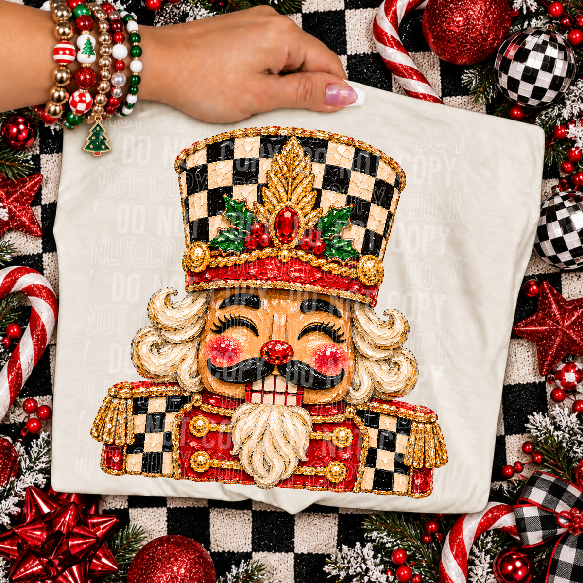 Nutcracker Eyes Closed Painted Faux DTF Transfer