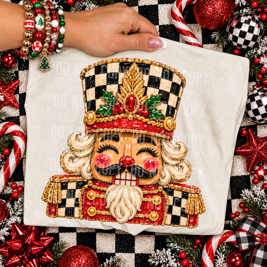 Nutcracker Eyes Closed Painted Faux DTF Transfer