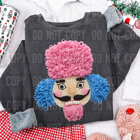 Pink & Blue Nutcracker Yarn Faux DTF Transfer