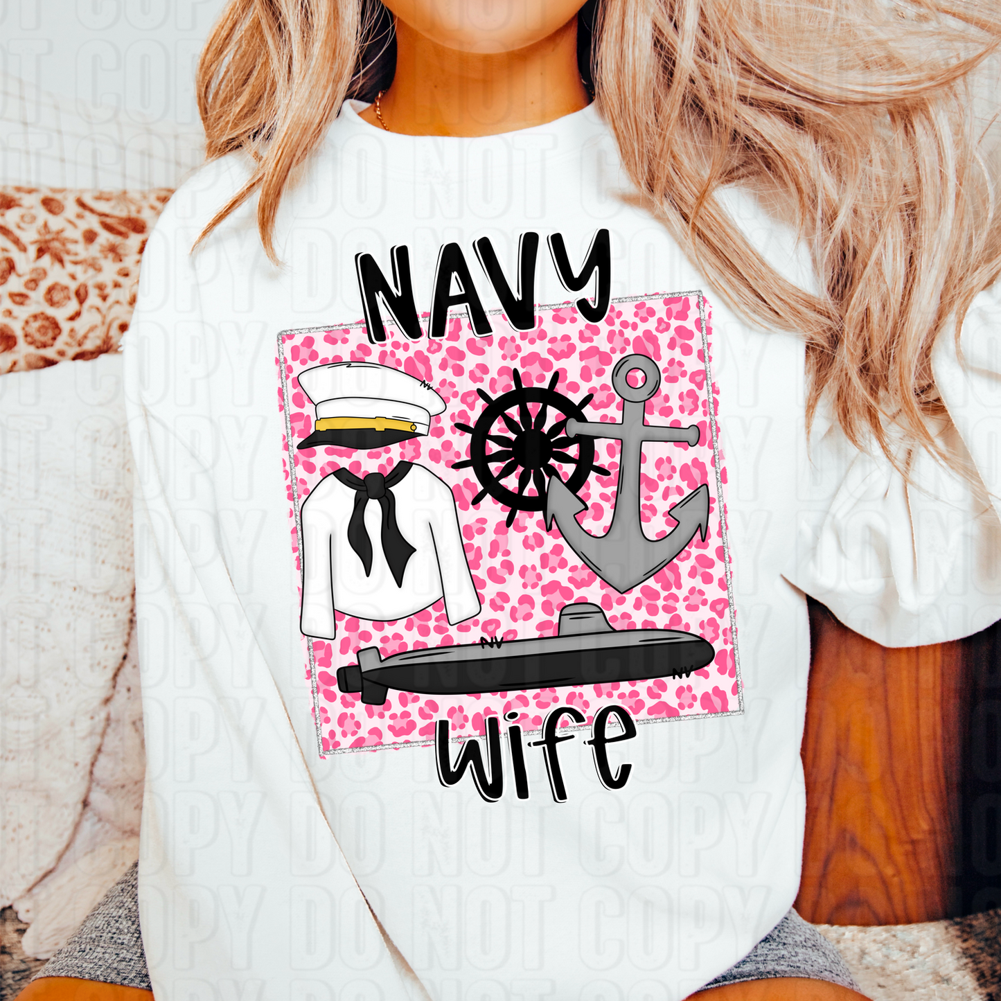 Navy Wife DTF Transfer