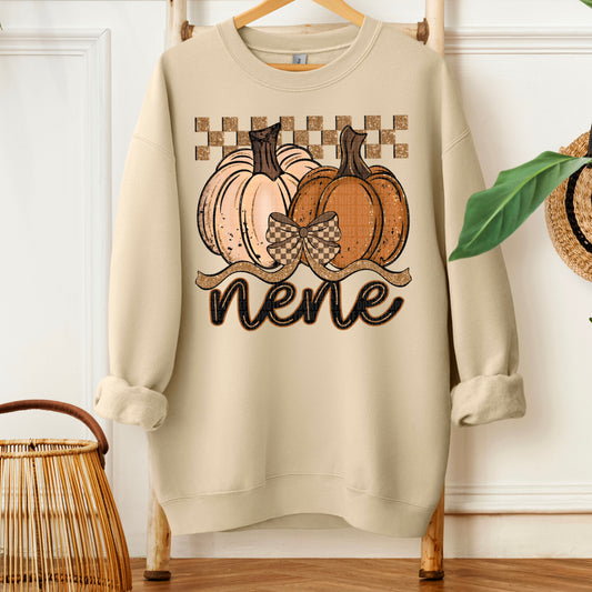 Nene Fall Checkered Glitter Pumpkin DTF Transfer
