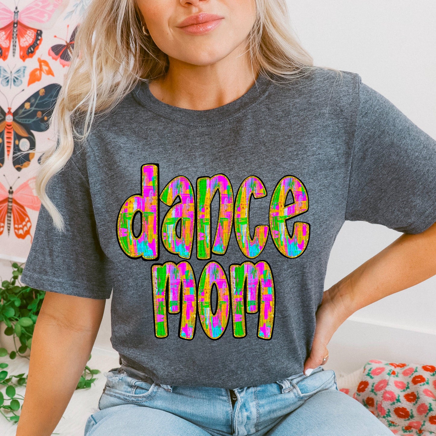 Neon Glitter Dance Mom DTF Transfer