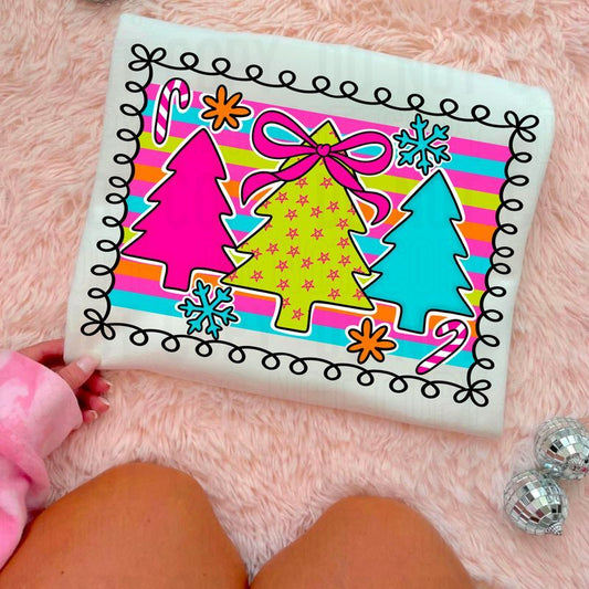 Neon Christmas Trees DTF Transfer