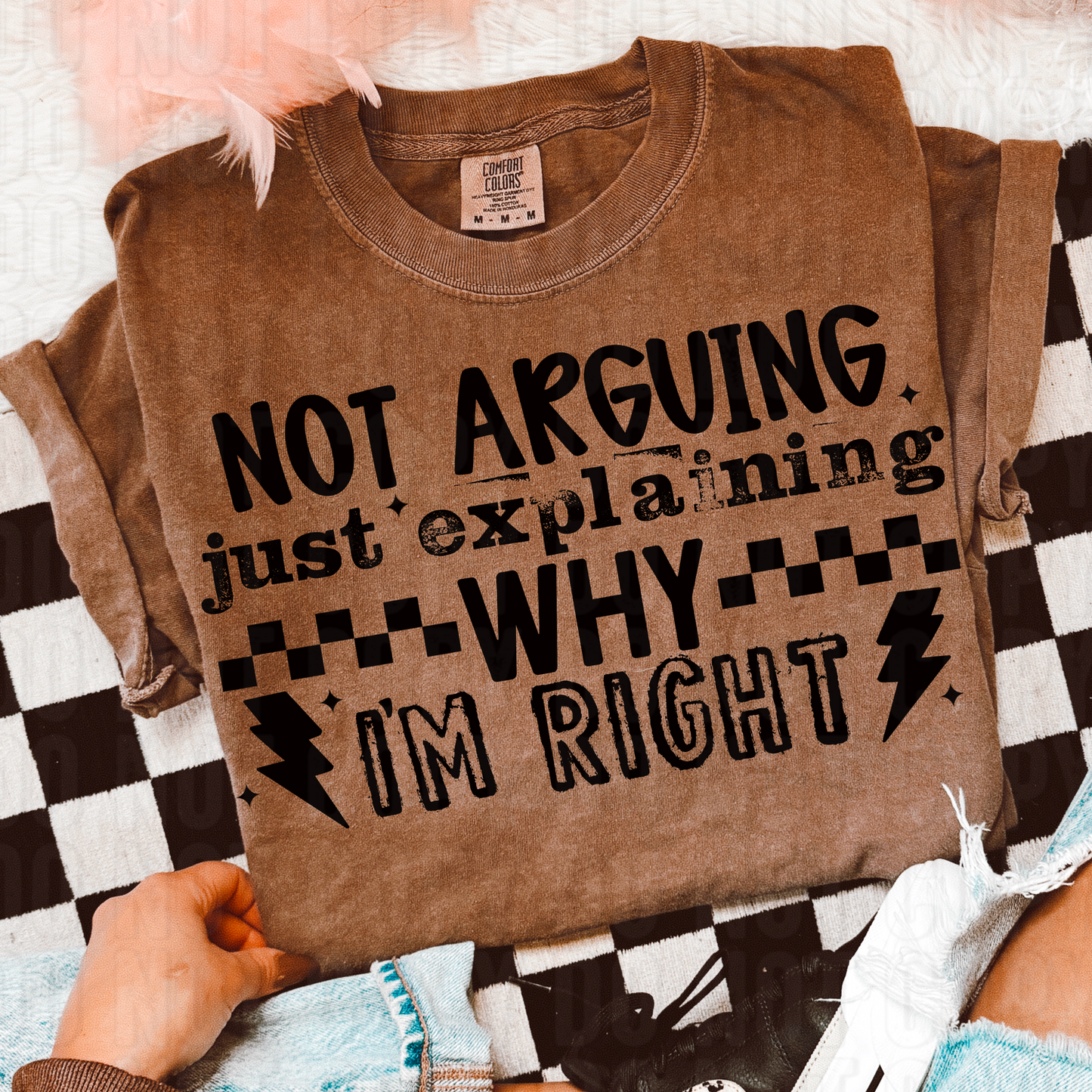 Not Arguing Black Font DTF Transfer