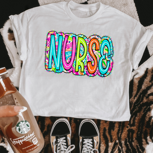 Nurse Bright Paisley DTF Transfer